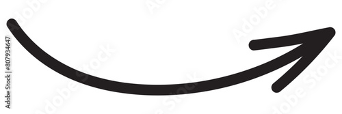 Round curl long arrow. Thin arrow curled symbol icon. Arrow swish sign. photo