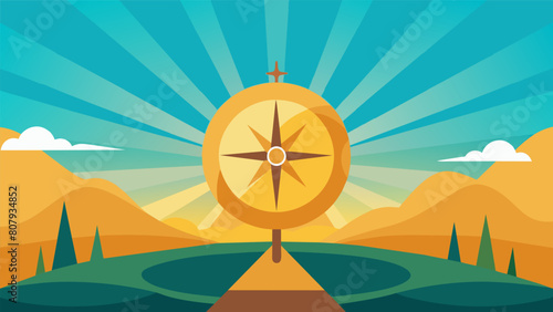A compass pointing towards a bright sunny horizon symbolizing the guidance and direction provided by ketamine therapy towards a better and healthier.