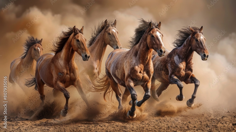 Craft an image of majestic horses galloping freely in the wild Craft an image of majestic horses galloping freely in the wild