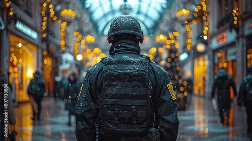 Security guard at work inside a luxury mall photo