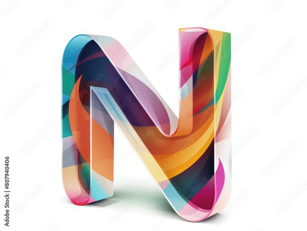 N letter, logo icon, color, white background N letter, logo icon, color, white background