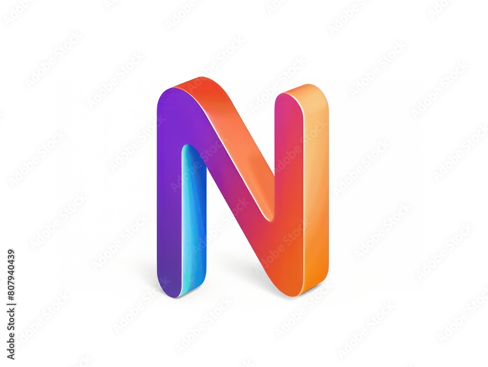 N letter, logo icon, color, white background N letter, logo icon, color, white background