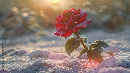 video of roses in the snow photo