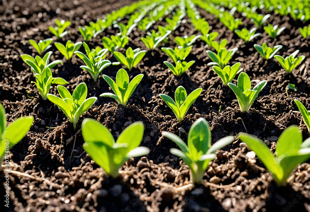 A lush field with withania seedlings sprouting from the ground