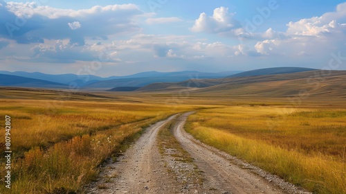 straight long road in desert land