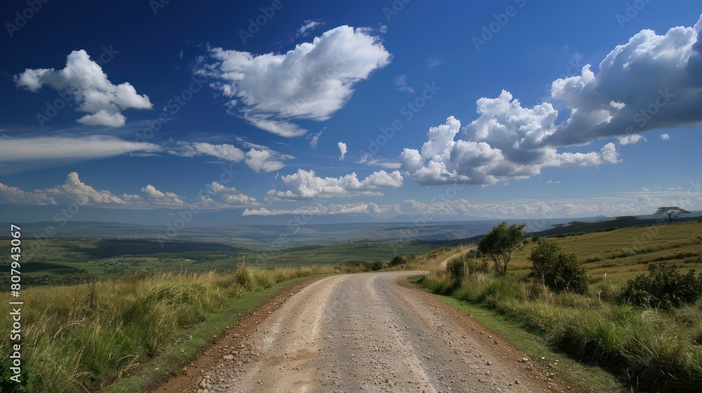 straight long road in desert land