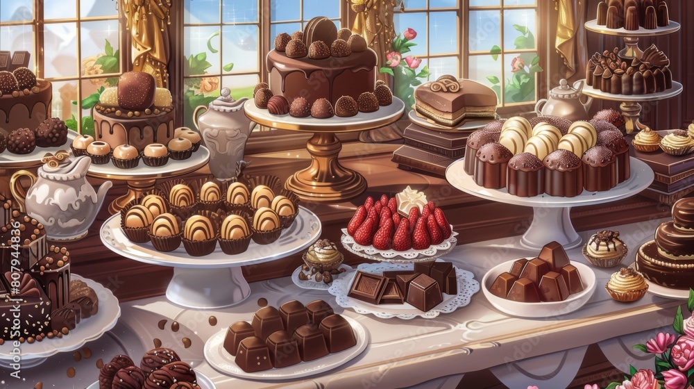 Delectable Chocolate Delights in a Cozy Cafe Setting