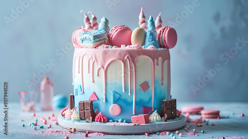 Food Photography of a Birthday Cake with Pastel Colored Concept photo