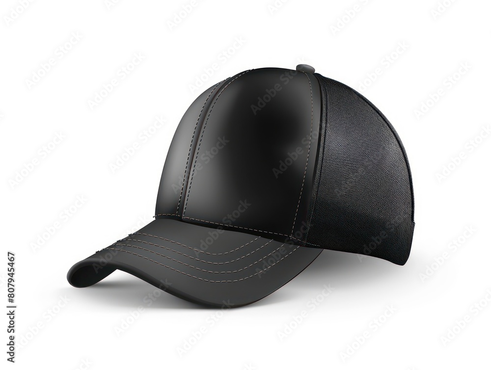 black trucker hat mockup, white background black trucker hat mockup, white background