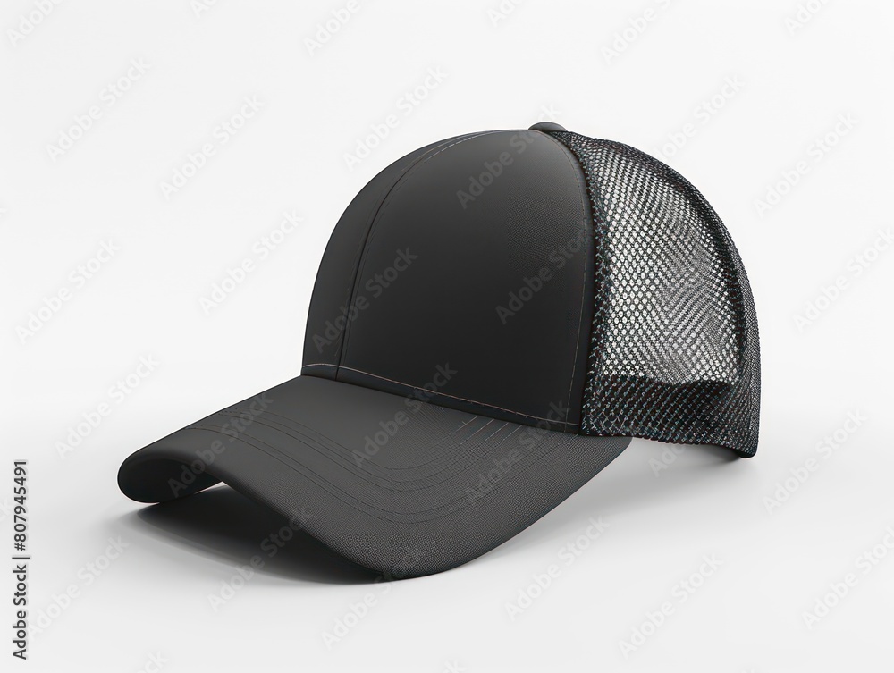 black trucker hat mockup, white background black trucker hat mockup, white background