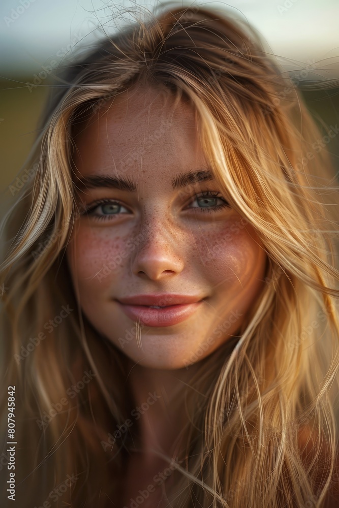 Close-up portrait of a smiling teenage girl with beautiful brunette hair and captivating eyes Close-up portrait of a smiling teenage girl with beautiful brunette hair and captivating eyes