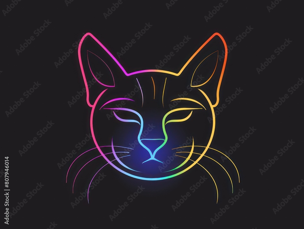 cat draw line gradient logo design cat draw line gradient logo design