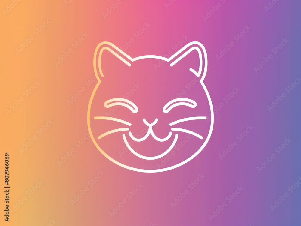 cat draw line gradient logo design cat draw line gradient logo design