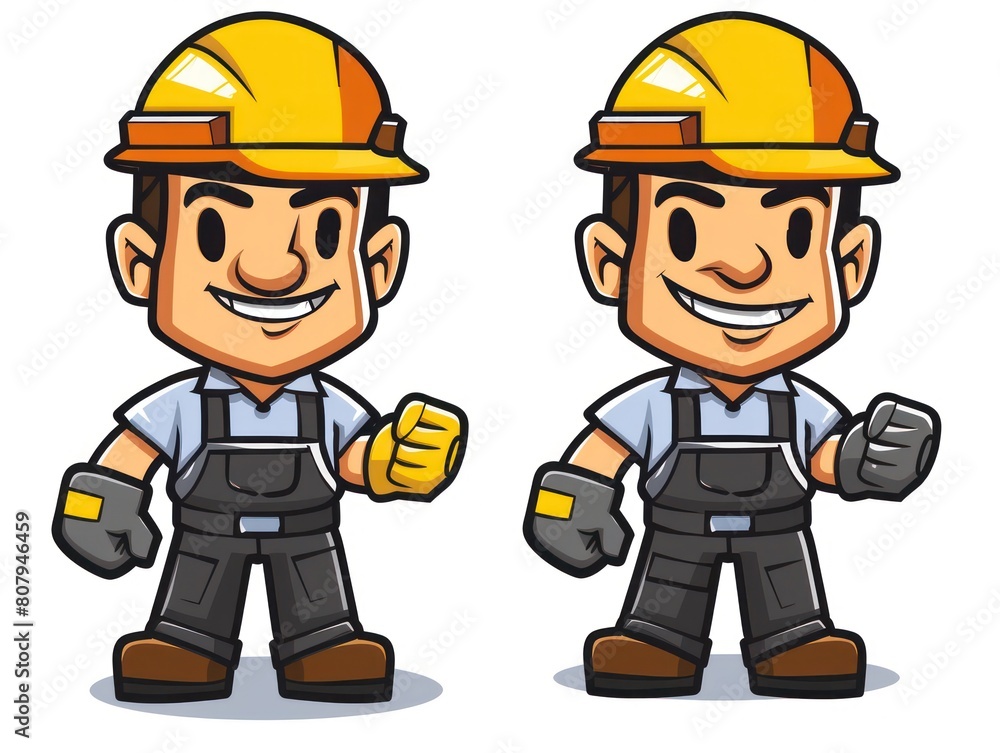 builder mascot with construction hat