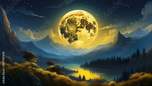 綺麗な夜空と光り輝く幻想的な満月