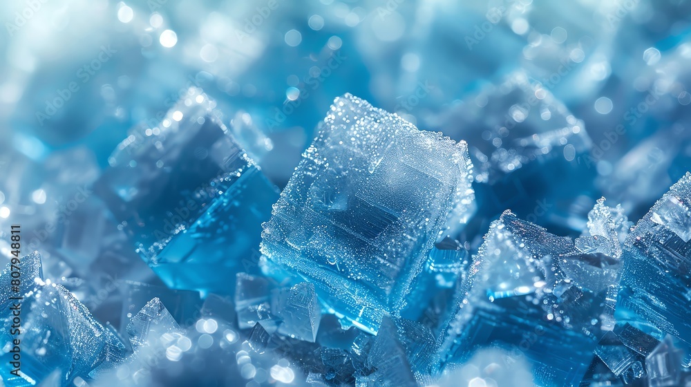 Sugar crystals magnified to resemble frost, visualizing sweetness in a cold, textured close-up Sugar crystals magnified to resemble frost, visualizing sweetness in a cold, textured close-up