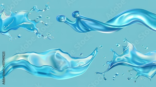 Vibrant splashes of water create elegant shapes against a calm blue background, ideal for visual content across a variety of industries.