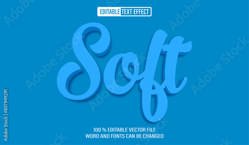 Editable 3d text style effect - Soft Blue text effect Template
