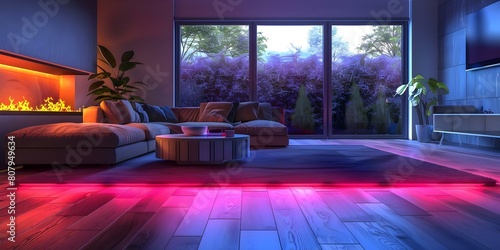 Efficient infrared floor heating discreetly warms indoor spaces beneath laminate flooring. Concept Infrared Floor Heating, Laminate Flooring, Efficient Heating, Discreetly Installed