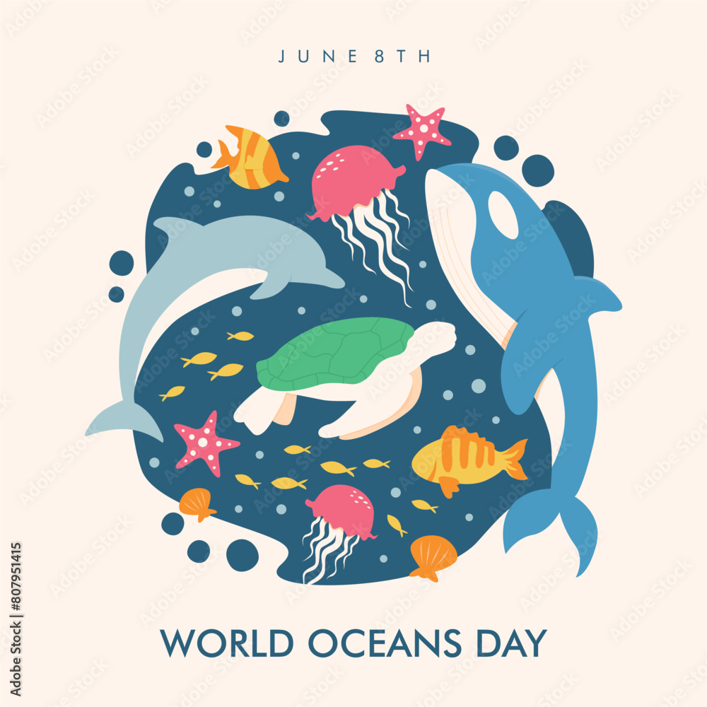 Fototapeta premium vector world oceans day banner template