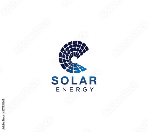 Solar Energy Logo Letter C flexible solar penal concept design