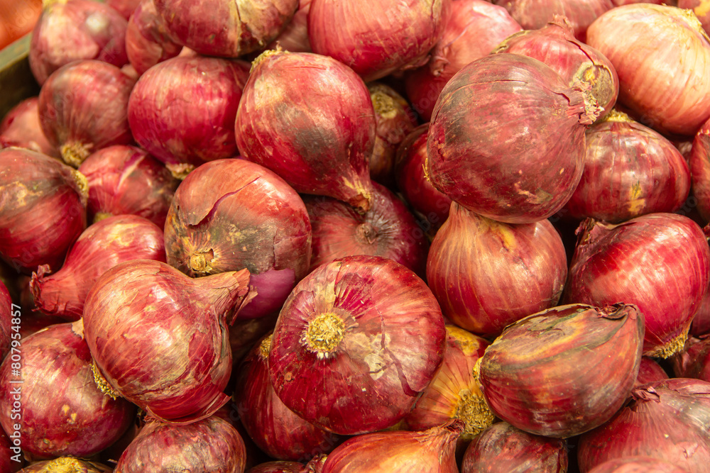 Fresh Group of shallot in market Fresh Group of shallot in market