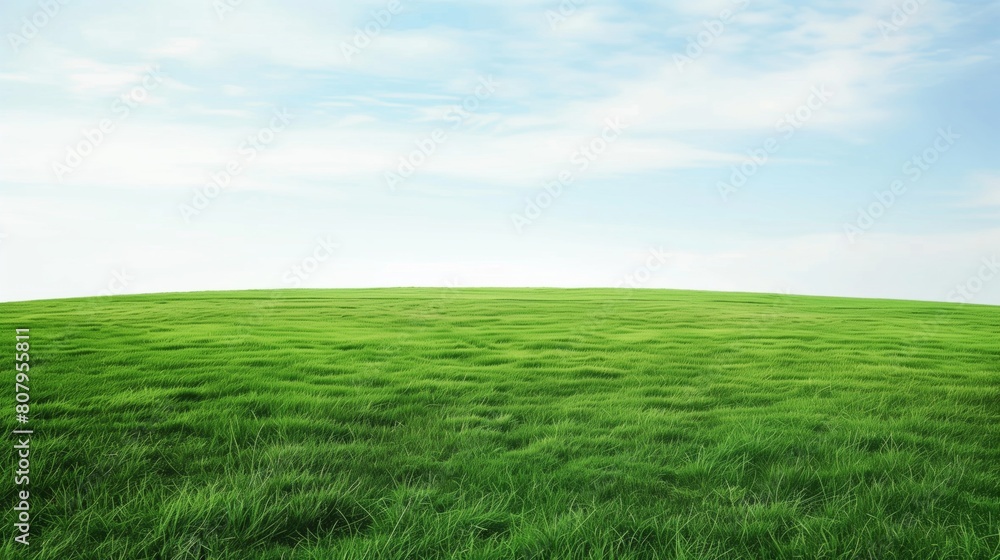 Photorealistic Beautiful Landscapes: Large Green Grass Field with Blue Sky Photorealistic Beautiful Landscapes: Large Green Grass Field with Blue Sky