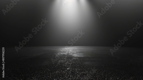 The dark stage shows, dark background, an empty dark scene, neon light, and spotlights. The concrete floor and studio room with smoke float up the interior texture. High quality photo