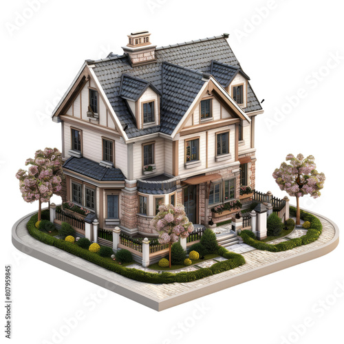 3D Modern House Exterior, Isolated on a Transparent Background © Yhs City