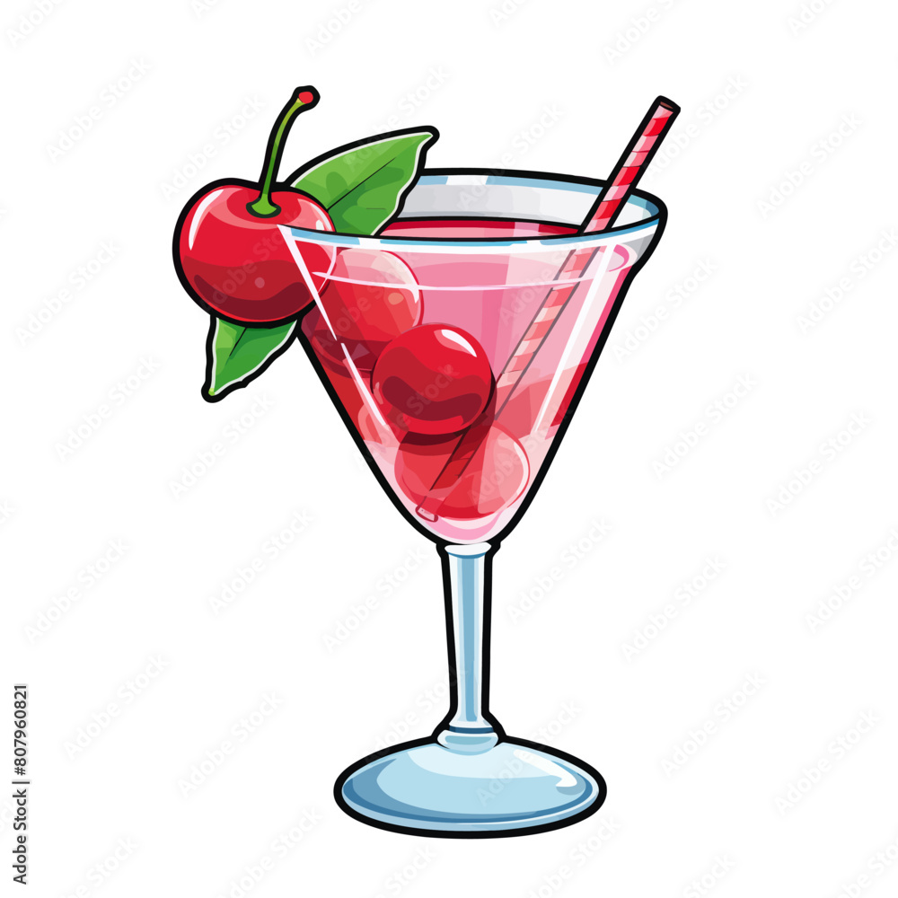 Cocktail cosmopolit on a white background. Vector illustration.