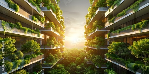 Sustainable urban architecture incorporates biotech green design to address climate change and overpopulation. Concept Sustainable Architecture  Urban Planning  Biotech Innovation  Green Design