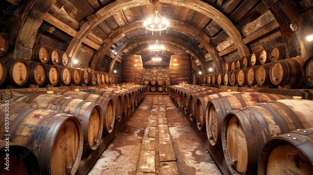 Whiskey, scotch, bourbon, scottish wine in barrels for aging, modern alcohol production. Winery, storage cellar. Whiskey, scotch, bourbon, scottish wine in barrels for aging, modern alcohol production. Winery, storage cellar.