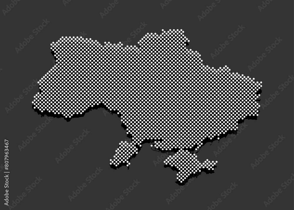 Vector map Ukraine for points, dotted template