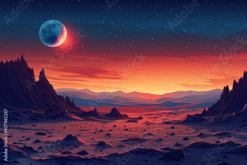 Illustration of Mars  Cratered Landscape