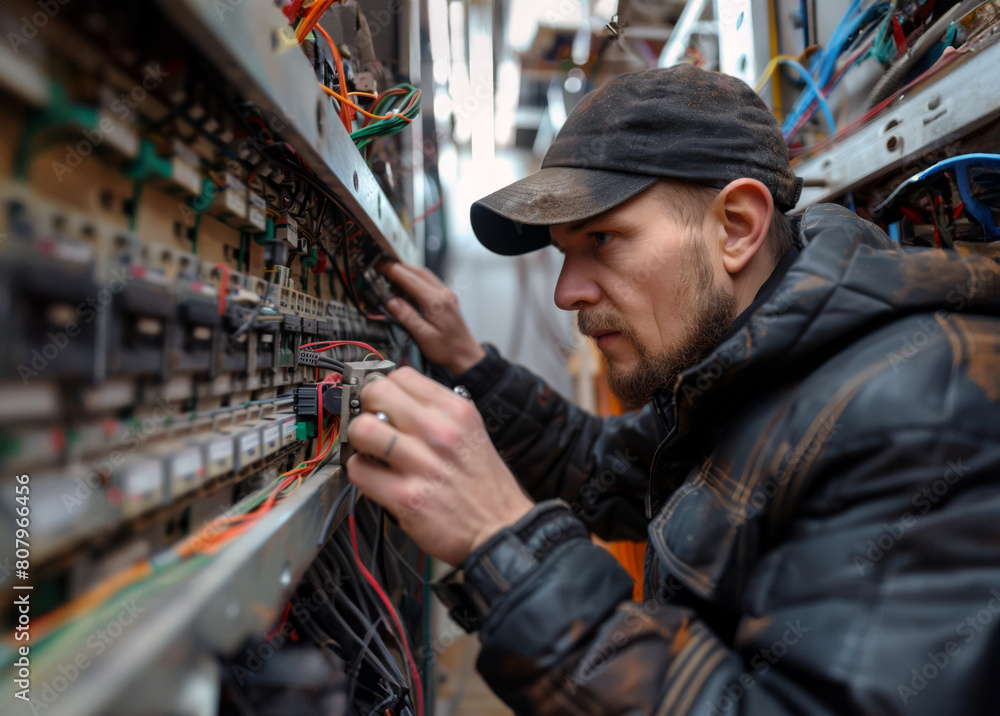 Experienced Electrician at Work Experienced Electrician at Work
