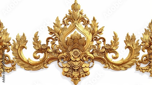 Frame of Thai ancient art isolated on white background highlights the countrys rich cultural heritage through its detailed craftsmanship and iconic motifs, Sharpen art