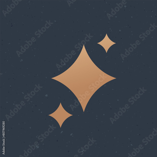 Shine stars in linear style, Clean star icon. Stock vector illustration isolated on dark background.