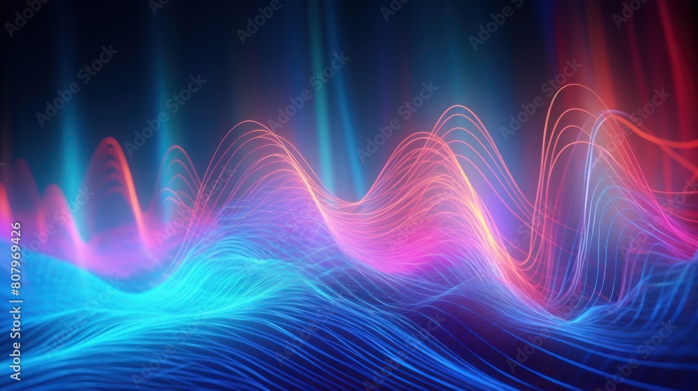 audio spectrum visualization pulsating with neon colors, audio spectrum visualization pulsating with neon colors,