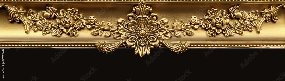 The gold photo frame with corner Thailand line floral design decoration adds a luxurious touch to any artwork The gold photo frame with corner Thailand line floral design decoration adds a luxurious touch to any artwork