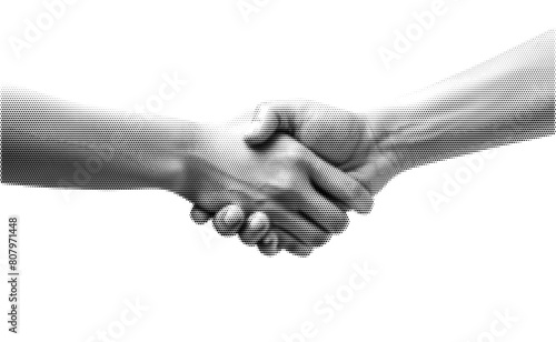Business hand shake grunge halftone collage design element