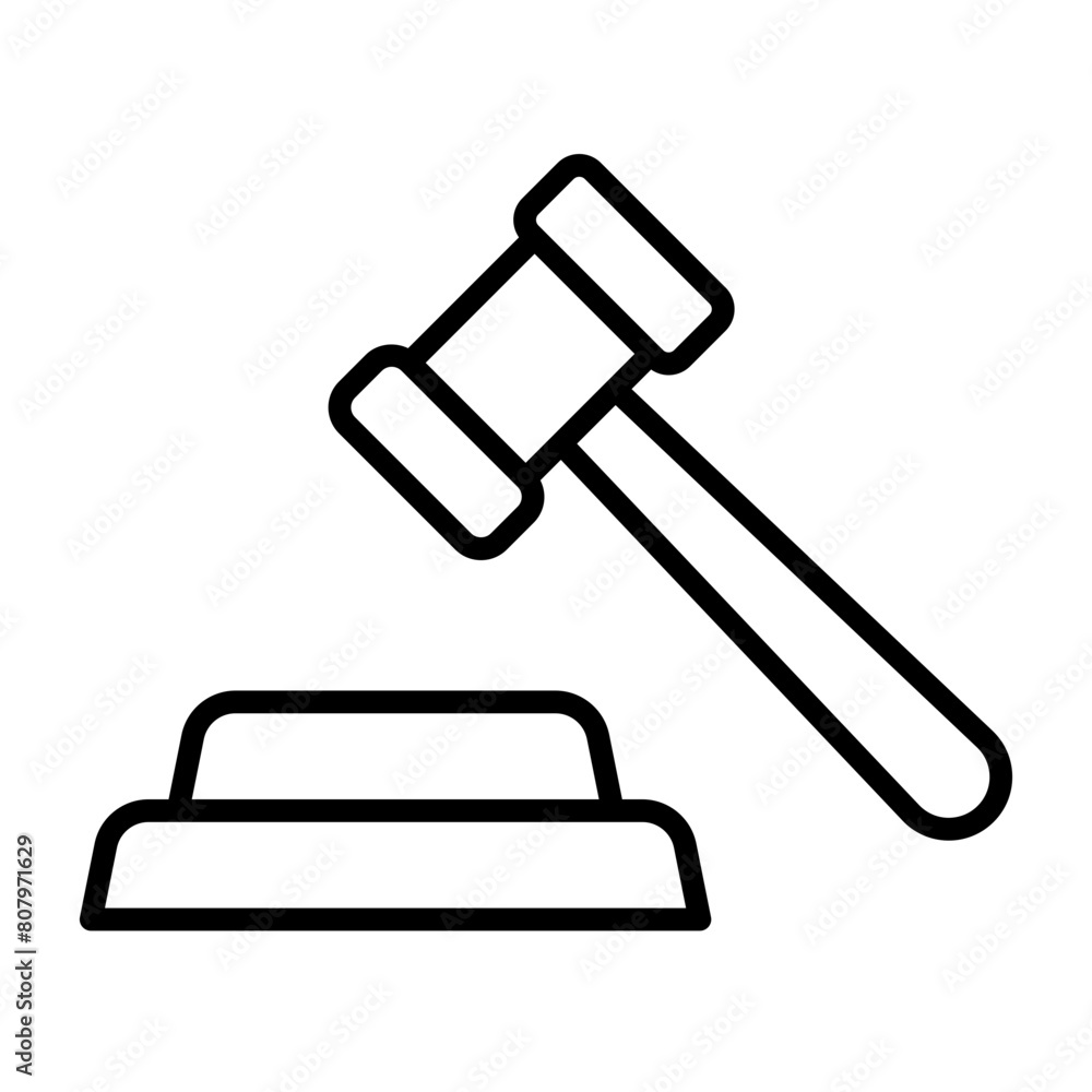 Judge gavel, auction hammer icon line Judge gavel, auction hammer icon line