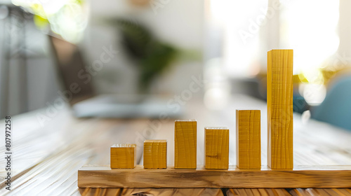 Growth bar chart or histogram showing growth of financial statement and profit in investment, copy space and minimal background, use for presentation