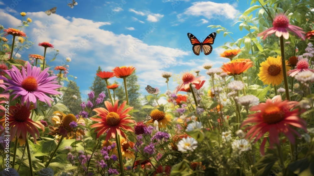 spring summer meadow teeming with wildflowers, spring summer meadow teeming with wildflowers,