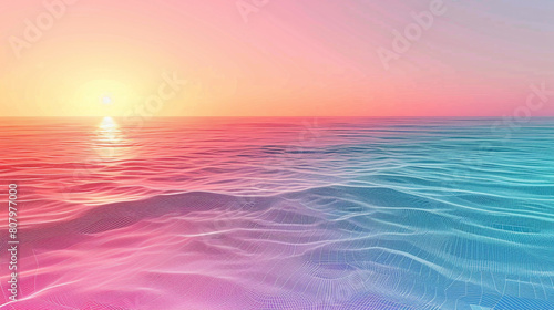 Sunset beach gradient from coral pink to ocean blue in a relaxing abstract wireframe calming  beautiful