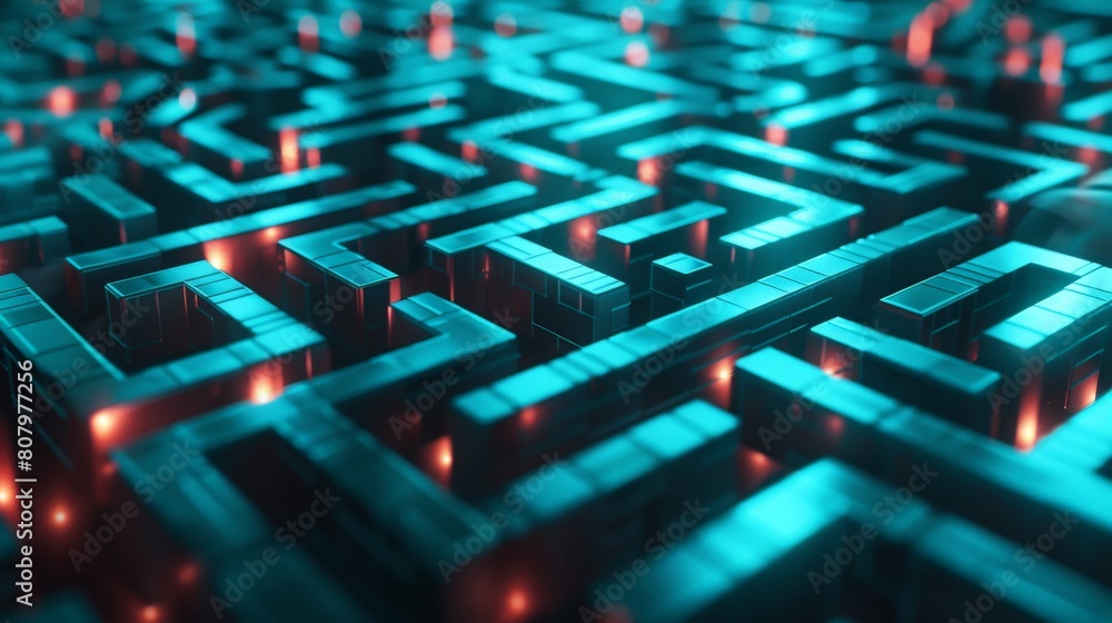 The image is a glowing blue and black maze. The image is a glowing blue and black maze.