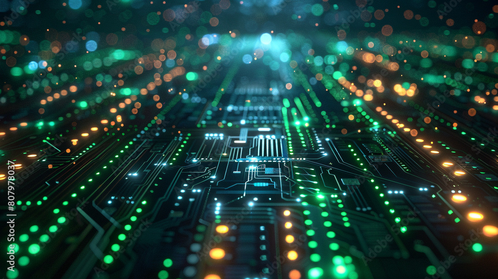 Cybersecurity in industrial networks, holographic firewall interface, dark theme with green and blue coding lines Cybersecurity in industrial networks, holographic firewall interface, dark theme with green and blue coding lines