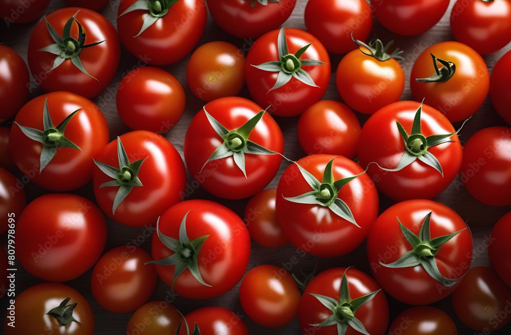 Tomatoes on the table top view