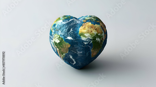 3D Flat Icon: Earth with Heart Represents Love for Our Planet and Environmental Stewardship in an Isometric Scene