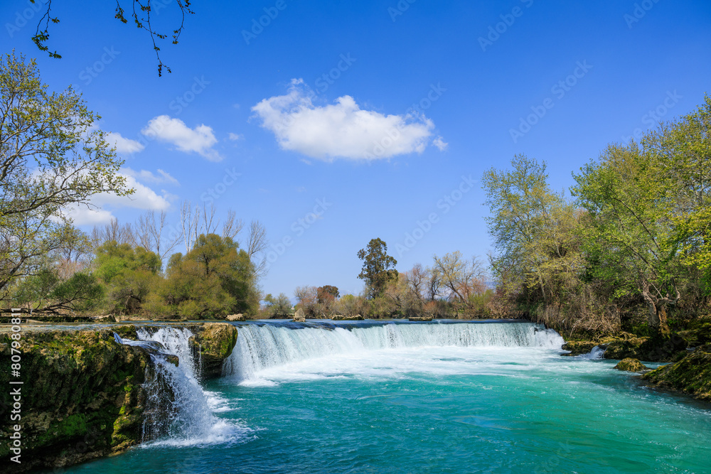 Fototapeta premium Manavgat Waterfall: A Turquoise Marvel in Antalya, Turkey