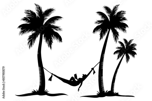 palm tree with hammock